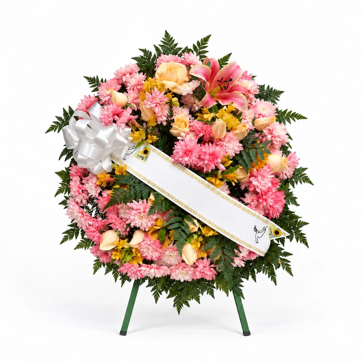 Coroa de Flores Grande - faixa e entrega inclusas